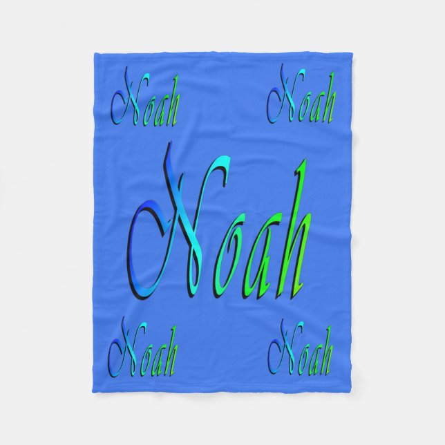 Noah, Name, Logo, Small Blue Fleece Blanket. (Vorderseite)