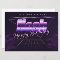 Noah Name Vorname lila retro Karte Geburtstag