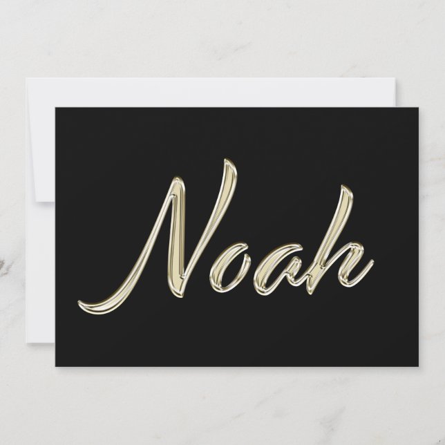 Noah Name white gold Handwriting Karte (Vorderseite)