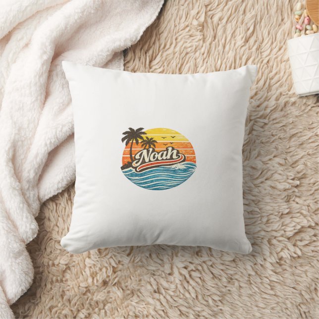 Noah Retro-Sonnenuntergangs-Name-Design Kissen (Decke)