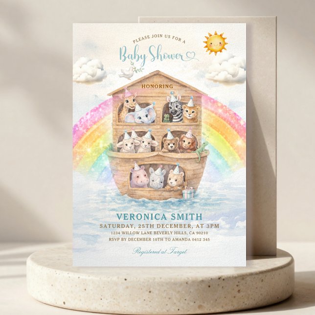 Noah’s Ark Baby Shower Invitation | Rainbow Baby  Einladung (Von Creator hochgeladen)
