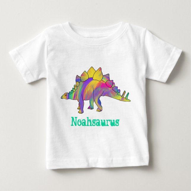 Noah saurus Colorful Stegosaurus Dinosaurier Art Baby T-shirt (Vorderseite)