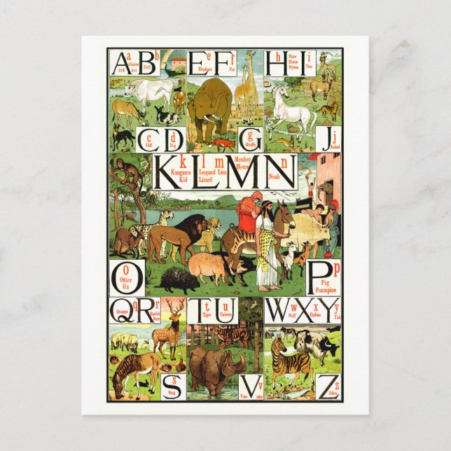 Noah's ABC Alphabet Chart in English for teachers Postkarte (Vorderseite)