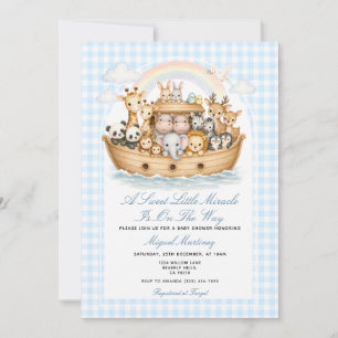 Noah's-Arch-Baby-Shower-Einladung Junge Gingham Einladung