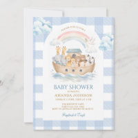 Noahs Arche Blau Gingham Regenbogen Baby Shower