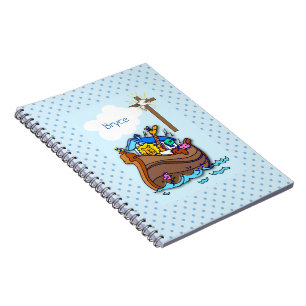 Noah's Arche Taufe, Junge Blau Notizblock