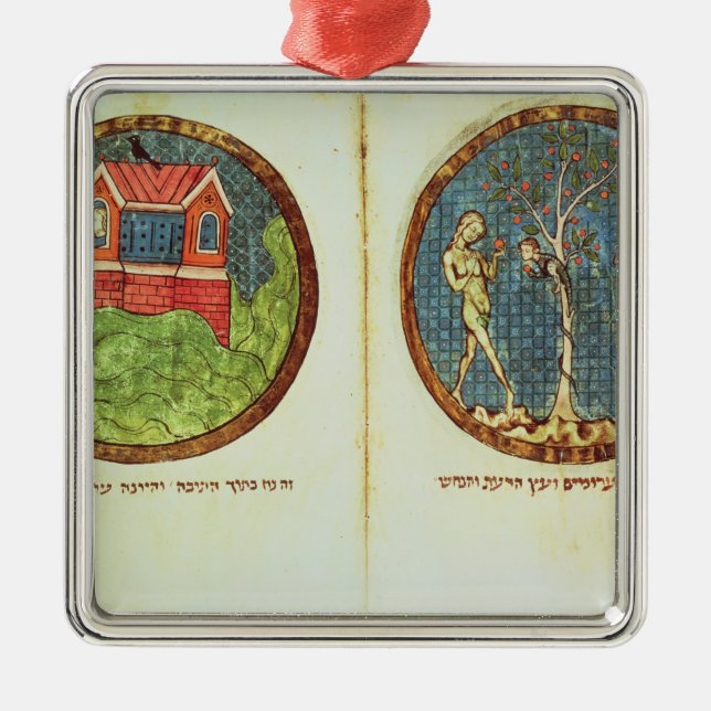 Noahs Arche und Adam und Eve Silbernes Ornament (Vorne)