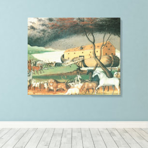 Noahs Arche von Edward Hicks, Vintage Folk Art Leinwanddruck