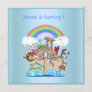 Noahs ark animal Einladung BLUE 2