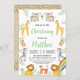 Noahs Ark Animal Rainbow Watercolor Christening Einladung