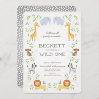 Noah's Ark Animals Geburtstag blauer Einladung