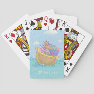 Noah's Ark Animals Monogramm Name Blau Spielkarten