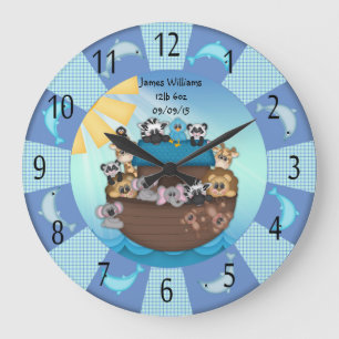 Noahs Ark Babies Round (Large) Wall Clock Große Wanduhr