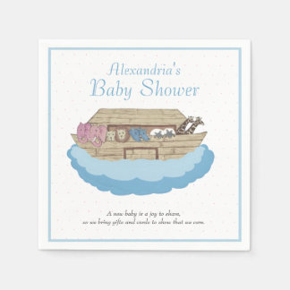 Noah's Ark Baby Boy Blue Baby Shower Serviette