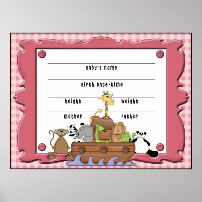 Noah's Ark Baby Girl Poster (Vorne)