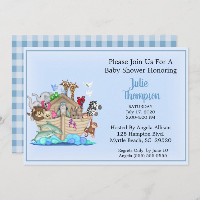 Noah's Ark Baby Shower Einladung (Vorne/Hinten)