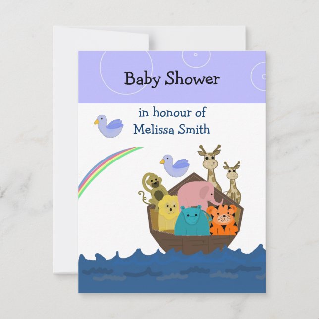 Noah's Ark Baby Shower Einladung (Vorderseite)