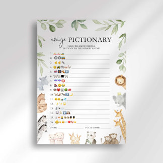 Noah's Ark Baby Shower Emoji Game Einladung