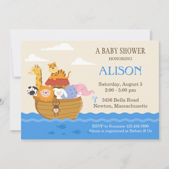 Noah's Ark Baby Shower Invite Einladung (Vorderseite)
