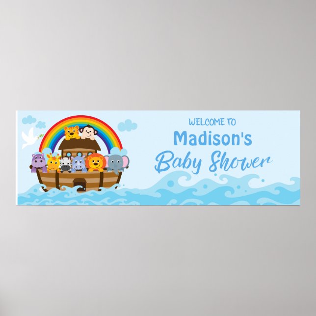 Noah's Ark Baby Shower Party Banner Poster (Vorne)