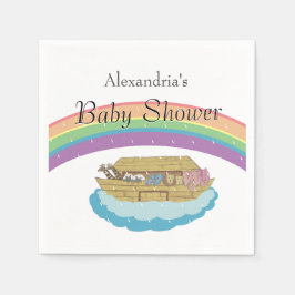 Noah's Ark Baby Shower Rainbow Genneutraler Serviette