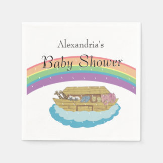 Noah's Ark Baby Shower Rainbow Genneutraler Serviette