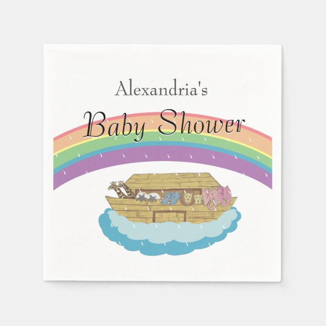 Noah's Ark Baby Shower Rainbow Genneutraler Serviette (Vorderseite)