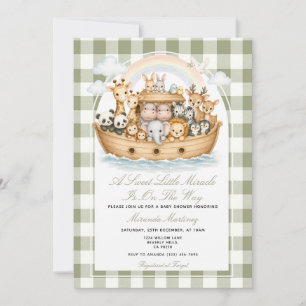 Noah's Ark Baby Shower Salbeigrün Einladung