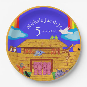 Noahs Ark Birthday Party Rainbow Elephant Pappteller