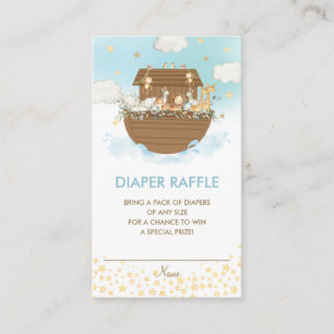 Noah's Ark Blue Baby Duwer Diaper Raffle Ticket Begleitkarte