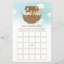 Noah's Ark Blue Boy Baby Shower Bingo Game