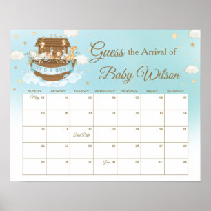 Noah's Ark Blue Boy rät Baby's Due Date Game Poster