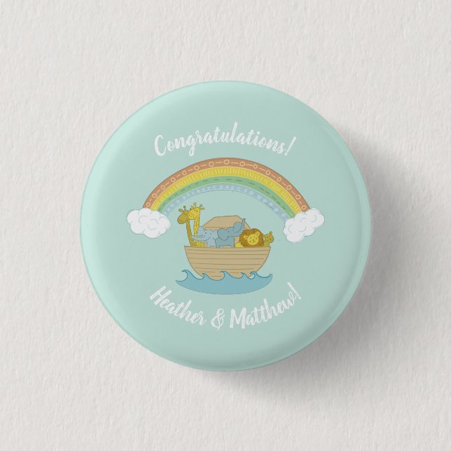 Noah's Ark Boho Baby Shower Button (Vorderseite)