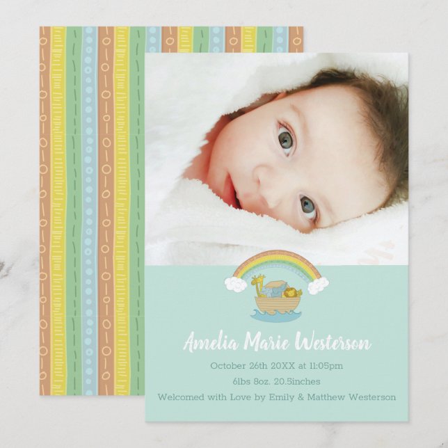 Noah's Ark Boho Baby Shower Einladung (Vorne/Hinten)