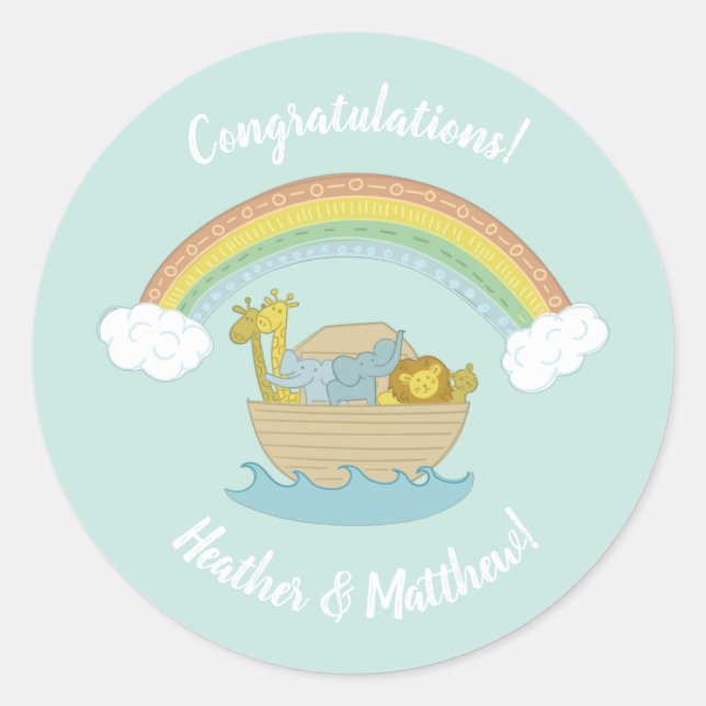 Noah's Ark Boho Baby Shower Runder Aufkleber (Vorderseite)