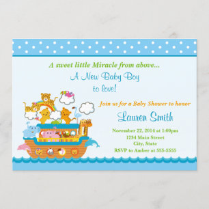 Noah's Ark Boy Baby Shower Einladungs-12x18 Einladung