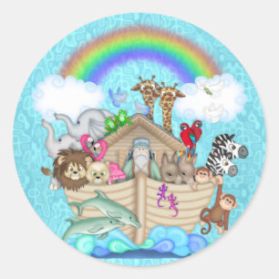 NOAHS ARK CUPCAKE TOPPER FÜR BABY SHOWER RUNDER AUFKLEBER