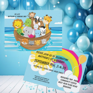 Noah's Ark Custom Birthday Kids Einladung