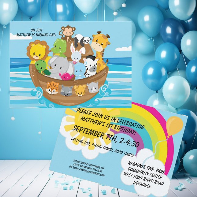 Noah's Ark Custom Birthday Kids Einladung (Von Creator hochgeladen)