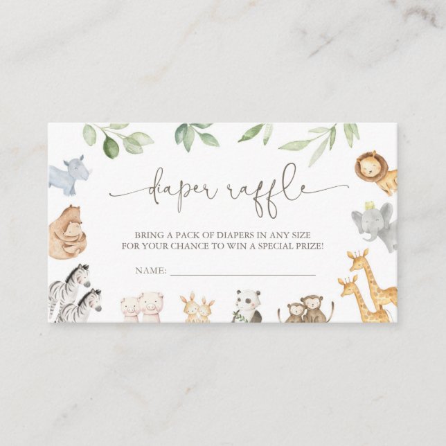 Noah's Ark Diaper Raffle Card Begleitkarte (Vorderseite)