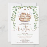 Noah's Ark Foliage Boys Taufe Einladung