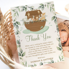 Noah's Ark Greenery Baby Shower Gender Neutral Dankeskarte