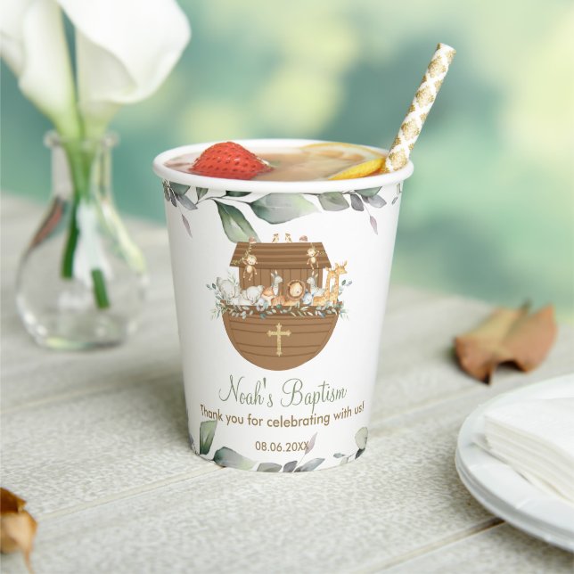 Noah's Ark Greenery Baby Shower Taufe Geburtstag Pappbecher (In Situ)