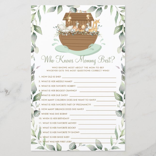 Noah's Ark Greenery, die Mommy Best Game kennt (Vorderseite)