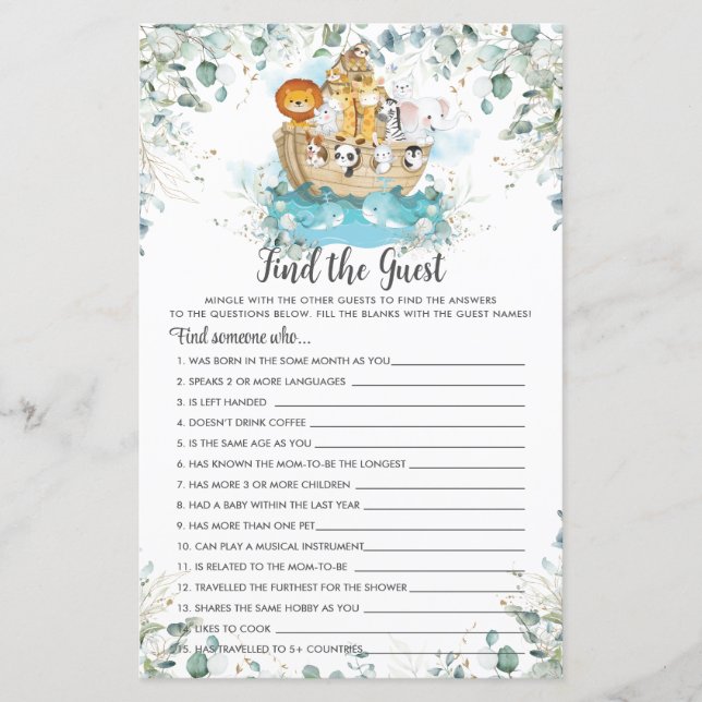 Noah's Ark Greenery Finden Sie das Guest Shower Ga (Vorderseite)