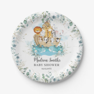 Noah's Ark Greenery Gender Neutral Baby Dusche Pappteller