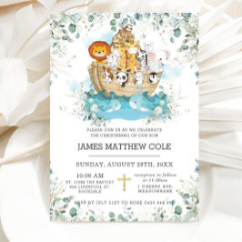 Noahs Ark Greenery Gender Neutral Baptismus Einladung