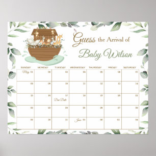 Noah's Ark Greenery rät Baby's Due Date Game Poster