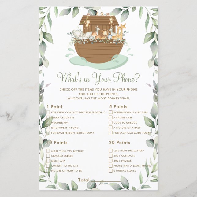 Noahs Ark Greenery Was ist in deinem Handyspiel? (Vorderseite)