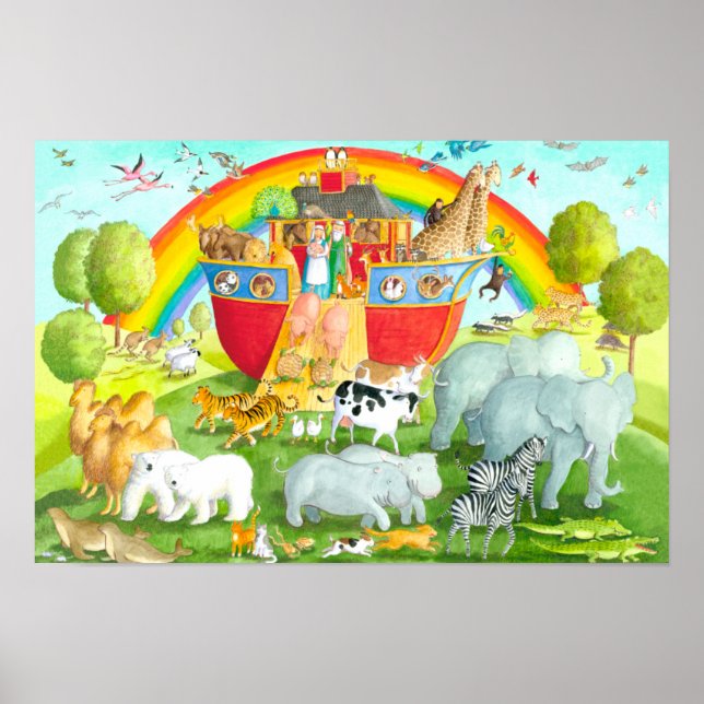 Noah's Ark Happy Landing Illustration Poster (Vorne)